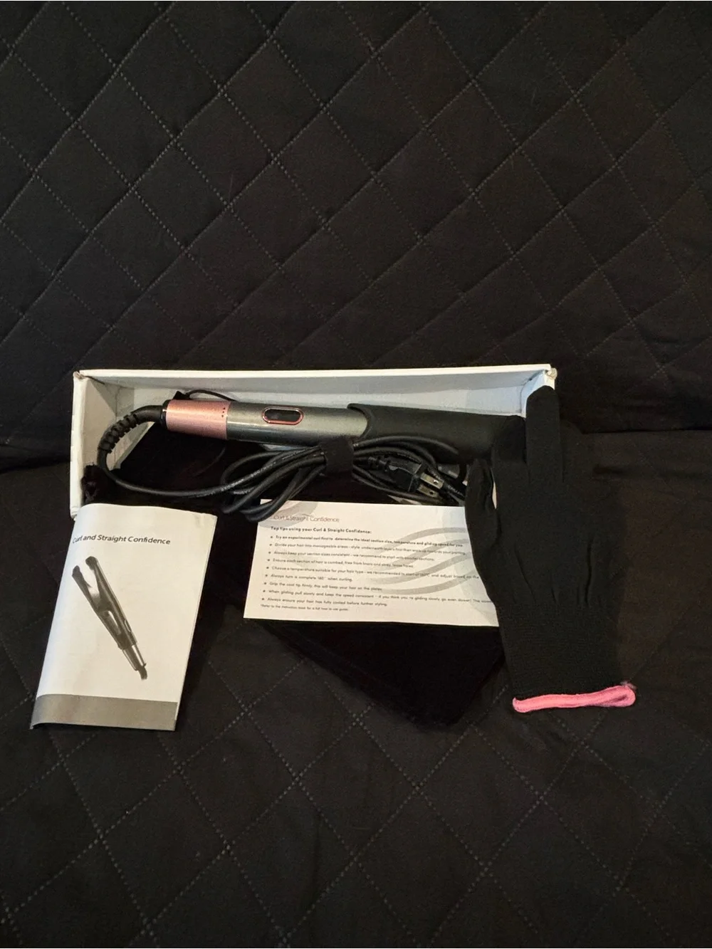 Curl & straight Confidence 2-in-1 Hair Styler in Black and Rose Gold